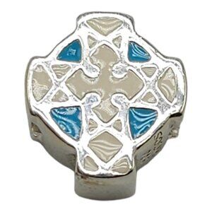 Solvar Sterling Silver Enamel Celtic Cross Slide Charm Kids New Old Stock